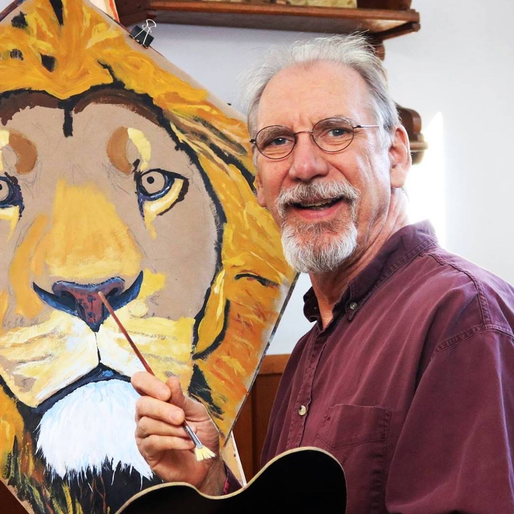 artist and lion